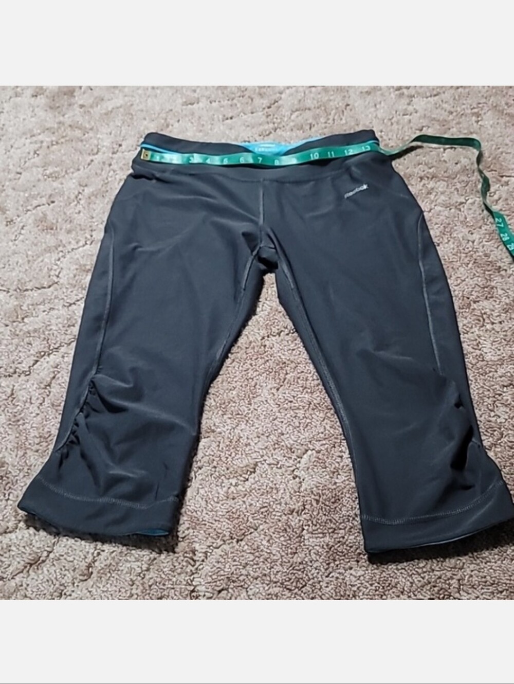 reebok crop womens athletic work out legging pant BLACK MEDIUM